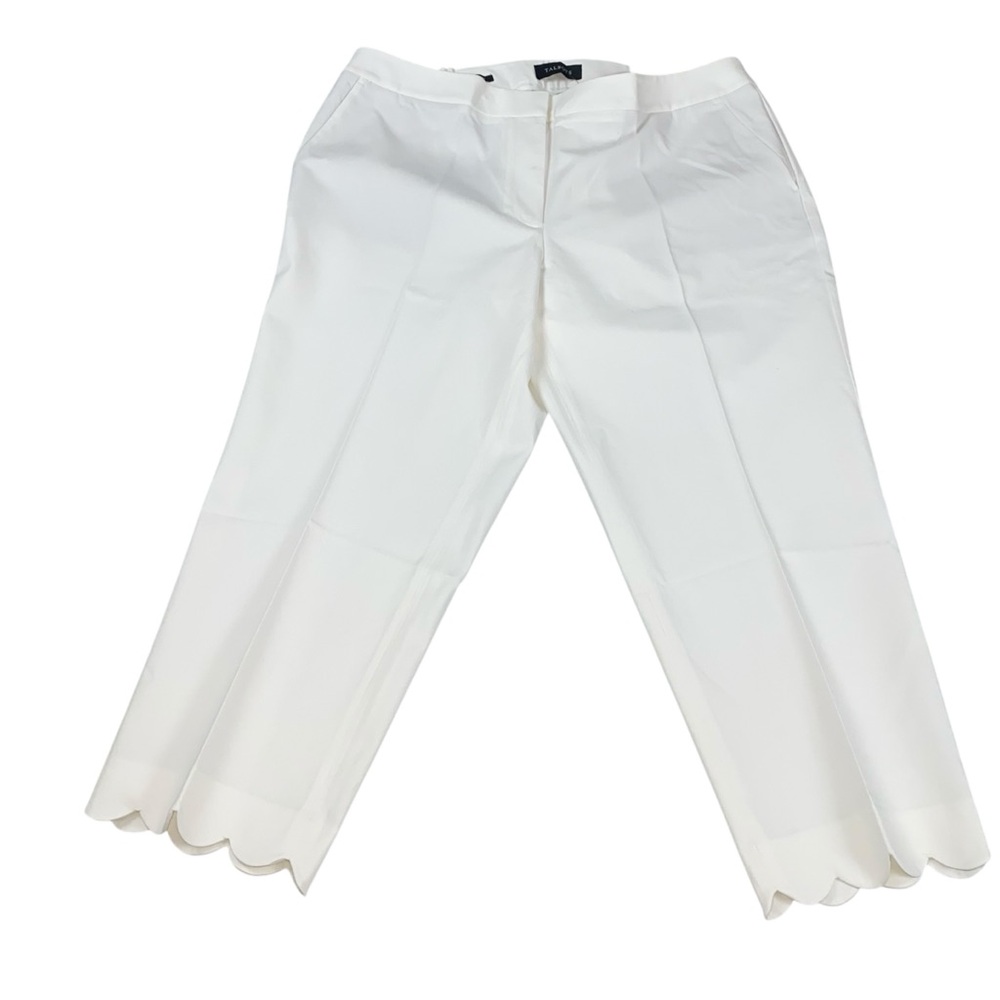 Talbots NWT Slim Crop Pants Slim Leg Crop Length White Size 16W Scalloped Hem